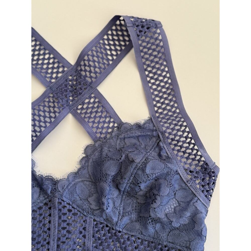 NWT Free‎ People INTIMATELY Sitting Pretty Floral Lace Brami Egret Blue Size S - Picture 4 of 16